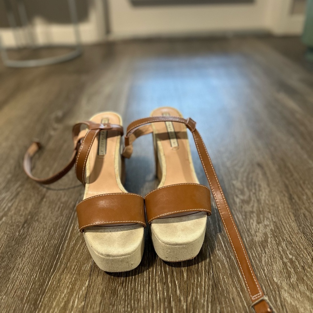 Zara Brown and Cream Platform Sandals